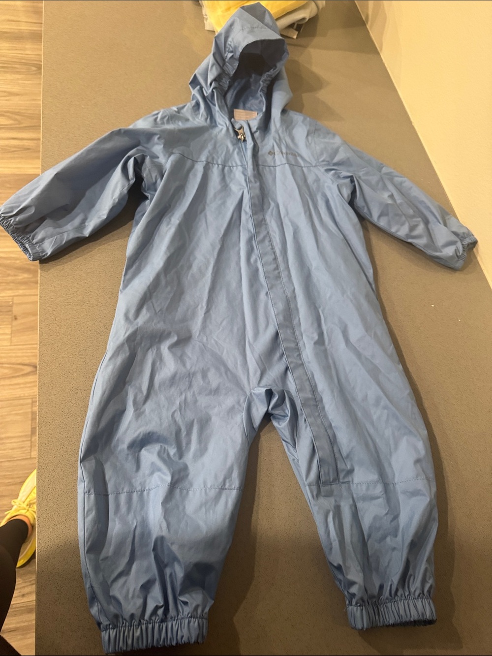 Columbia Light Blue Hooded One-Piece Footie Rain Suit